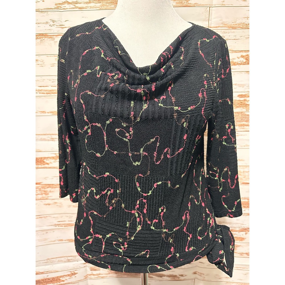 Vintage Good Clothes Classics Womens Black Blouse with embroidery - Large